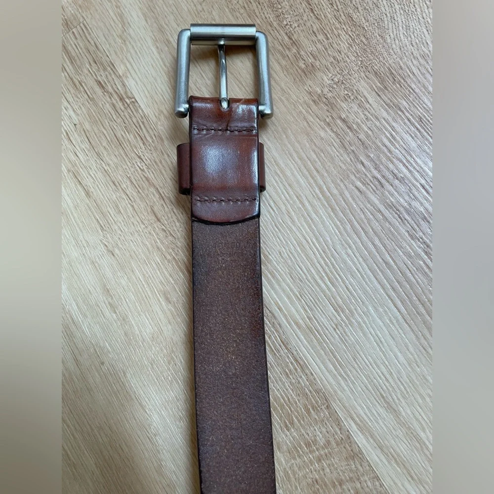 Nautica Men's Brown Leather Belt silver buckle size 40 preppy